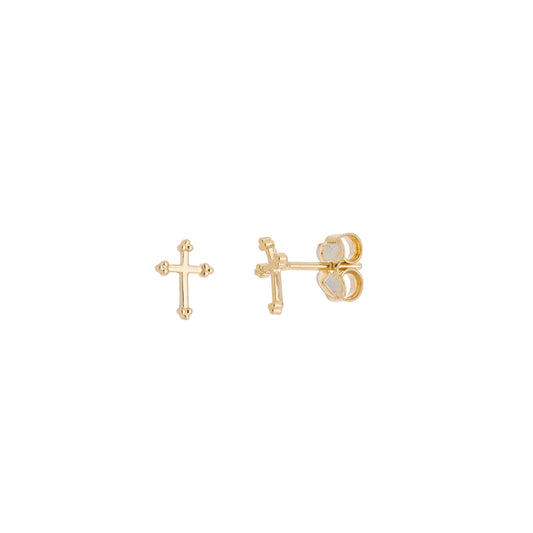 Brinco de cruz banhado a ouro 18k