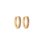 Brinco de argola articulada com zircônias pink banhado a ouro 18k - Biju & Cia.