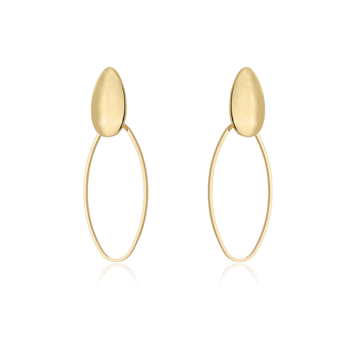 Brinco oval de fio banhado a ouro 18k - Biju & Cia.