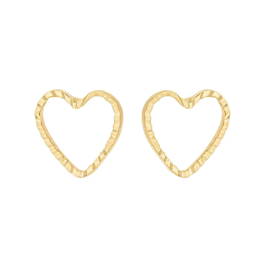 Brinco coração fio diamantado banhado a ouro 18k - Biju & Cia.