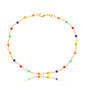 Tornozeleira bolinhas coloridas banhada a ouro 18k