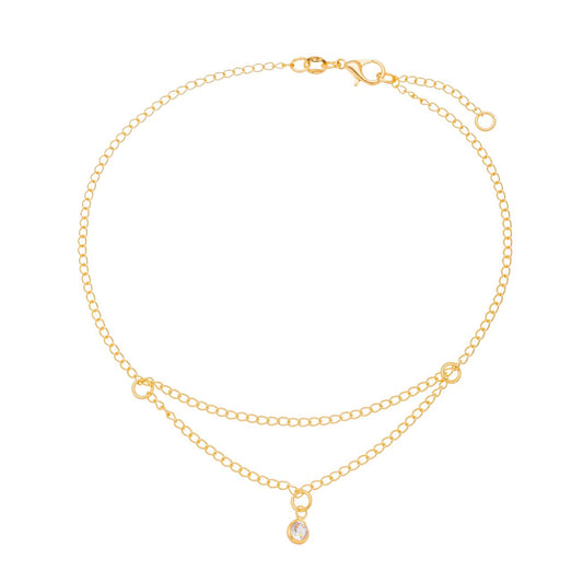 Tornozeleira com ponto de luz banhada a ouro 18k