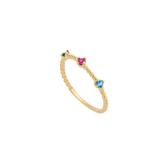 Anel com zircônias coloridas banhado a ouro 18k - Biju & Cia.