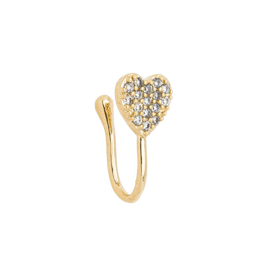Piercing fake com coração banhado a ouro 18k