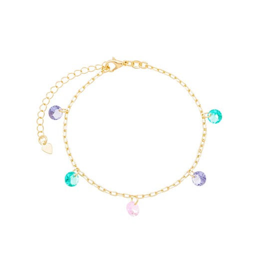 Pulseira com pedras coloridas banhada a ouro 18k