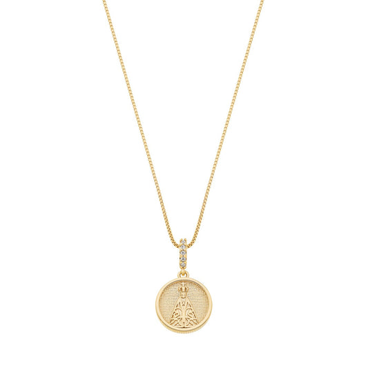 Gargantilha nossa senhora aparecida banhada a ouro 18k