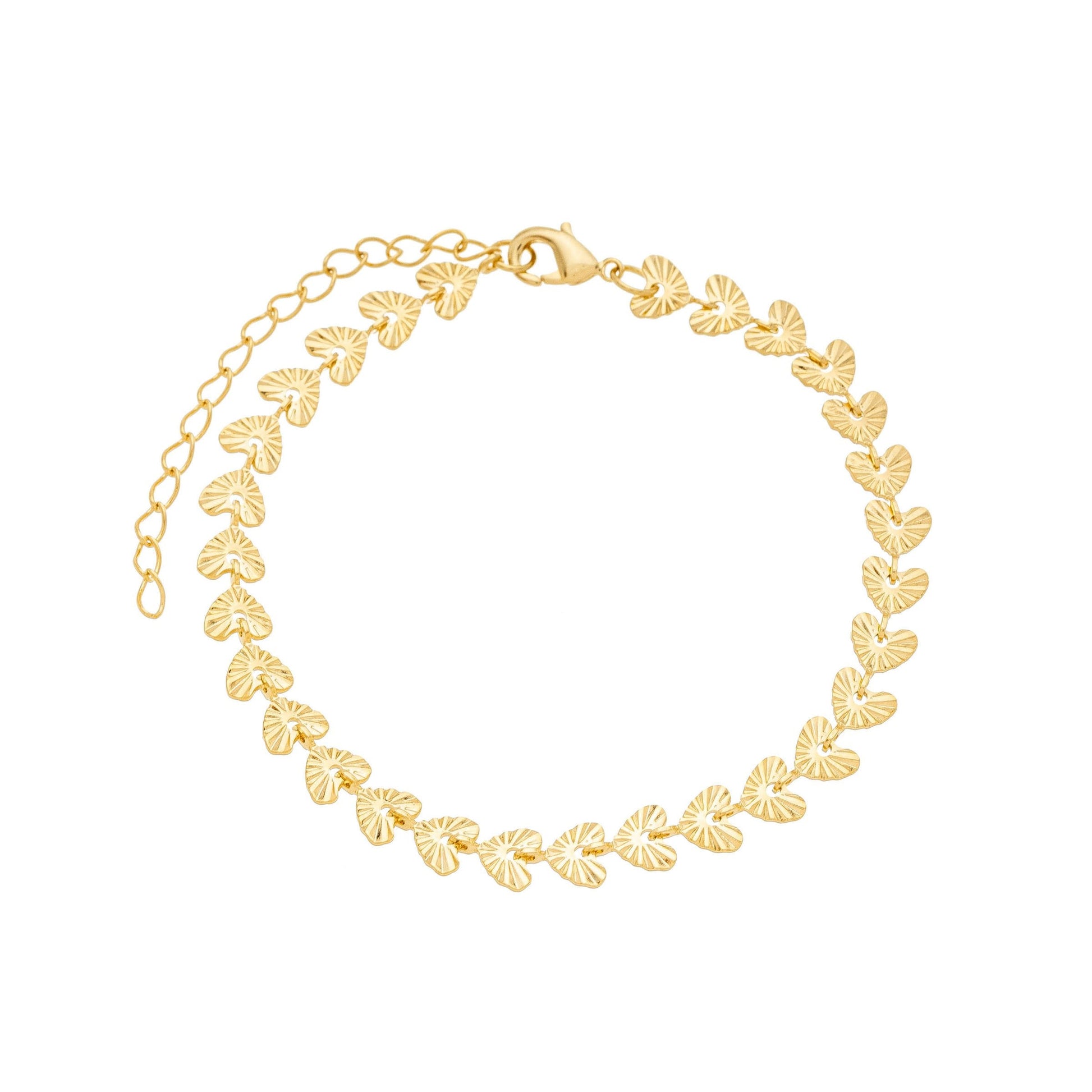 Pulseira corações trabalhados banhada a ouro 18k - Biju & Cia.