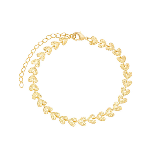 Pulseira corações trabalhados banhada a ouro 18k - Biju & Cia.
