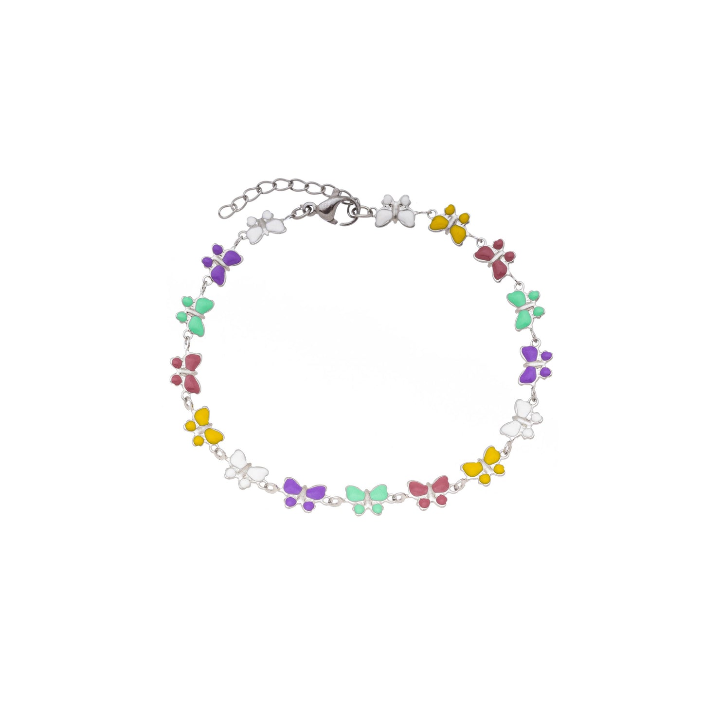 Pulseira borboletas resina em aço inox - Biju & Cia.