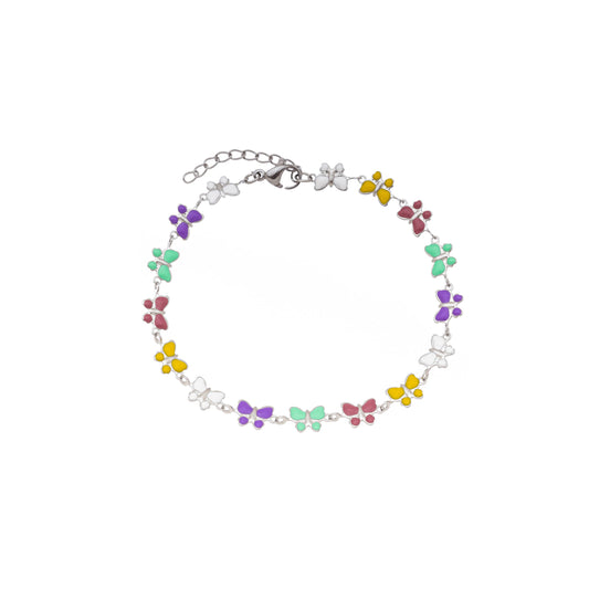 Pulseira borboletas resina em aço inox - Biju & Cia.