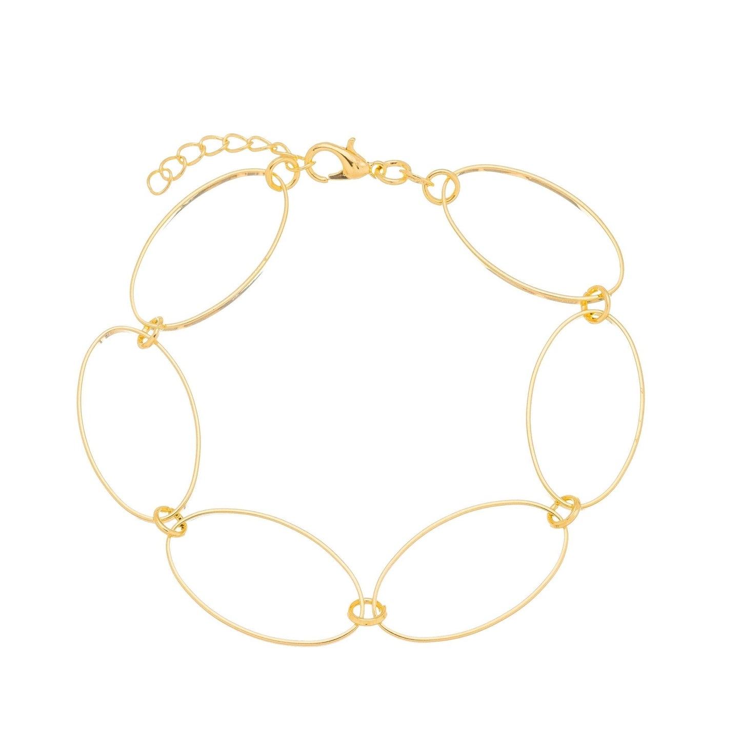 Pulseira oval lisa banhada a ouro 18k - Biju & Cia.