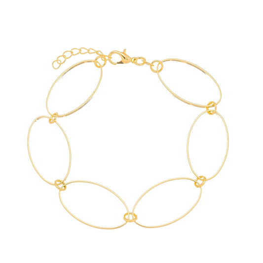 Pulseira oval lisa banhada a ouro 18k - Biju & Cia.