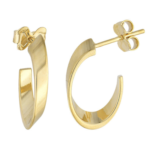 Brinco de argola chanfrada banhado a ouro 18k - Biju & Cia.