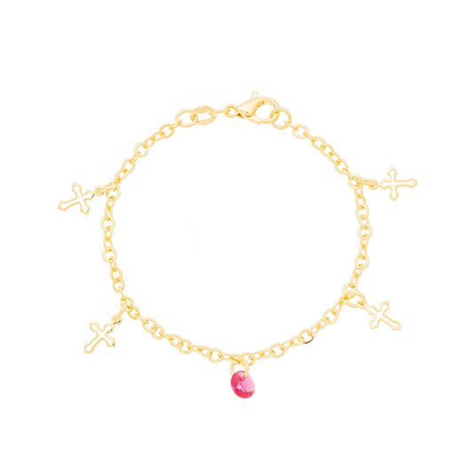 Pulseira infantil com cruz banhada a ouro 18k - Biju & Cia.