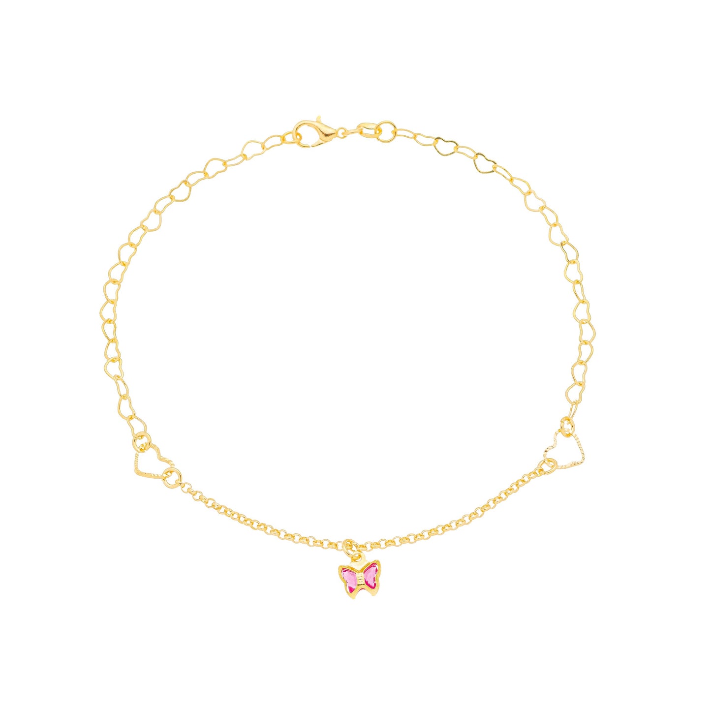 Tornozeleira borboleta banhada a ouro 18k