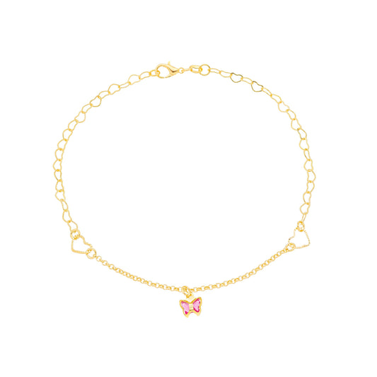 Tornozeleira borboleta banhada a ouro 18k