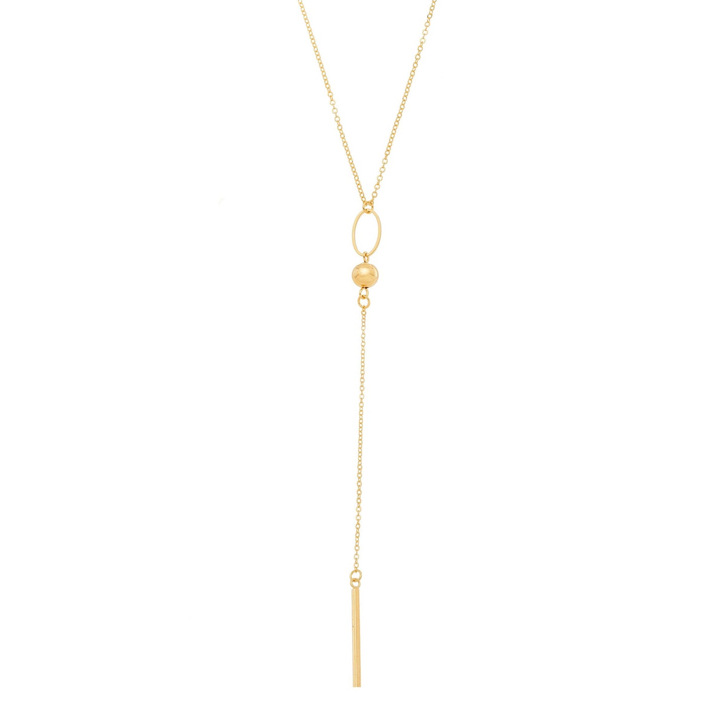 Colar com bola e palito banhado a ouro 18k - Biju & Cia.