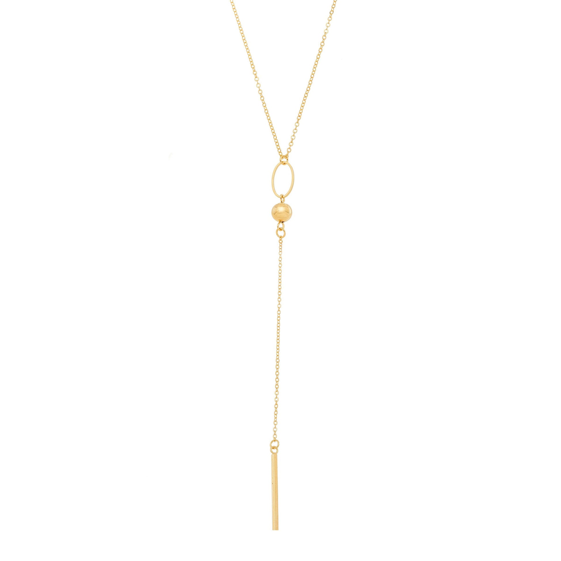 Colar com bola e palito banhado a ouro 18k - Biju & Cia.