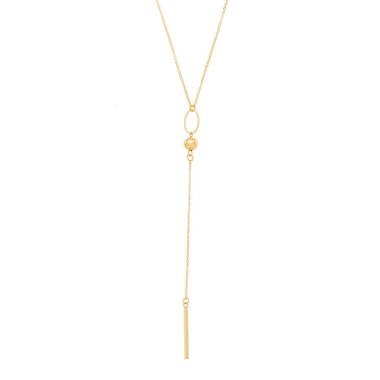 Colar com bola e palito banhado a ouro 18k - Biju & Cia.