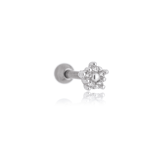 Piercing florzinha com zircônias em prata 925 - Biju & Cia.