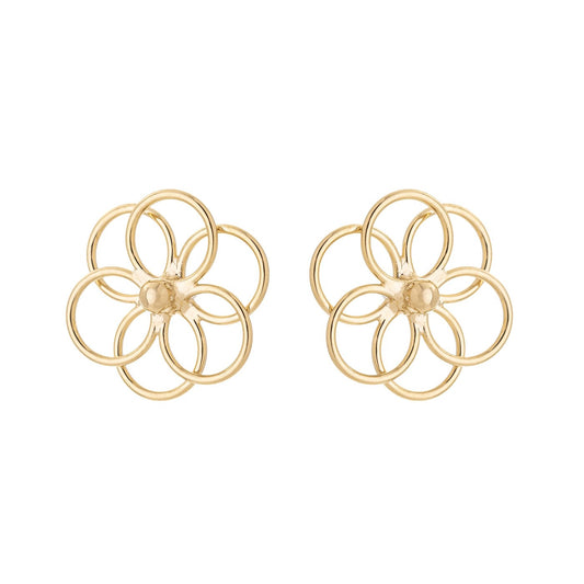 Brinco flor banhado a ouro 18k