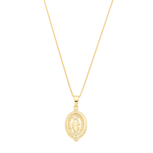 Gargantilha de Nossa Senhora das Graças banhada a ouro 18k - Biju & Cia.