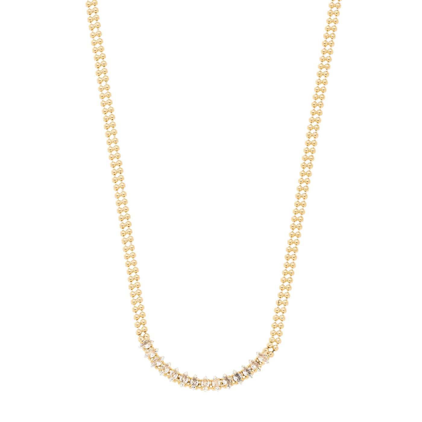 Choker com navetes de zircônia banhada a ouro 18k