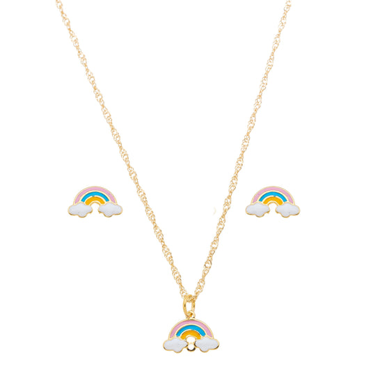 Conjunto de arco-íris resinado banhado a ouro 18k - Biju & Cia.