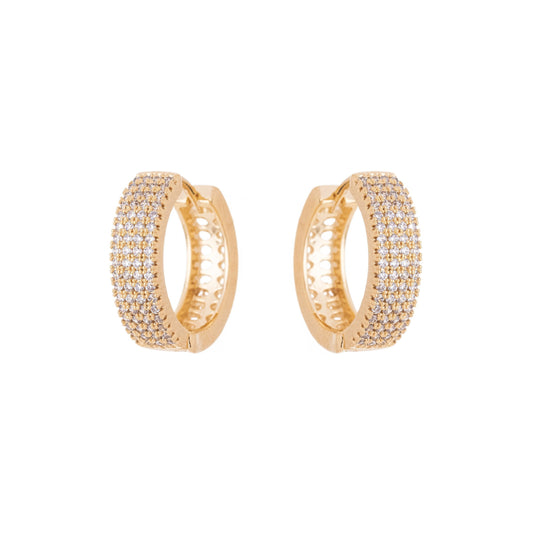 Argola com zircônias banhada a ouro 18k - Biju & Cia.