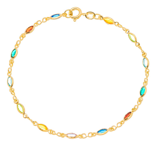 Pulseira de navetes coloridos banhada a ouro 18k - Biju & Cia.