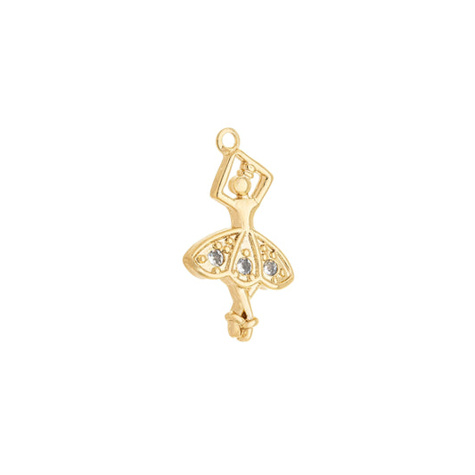 Pingente bailarina com zircônias banhada a ouro 18k