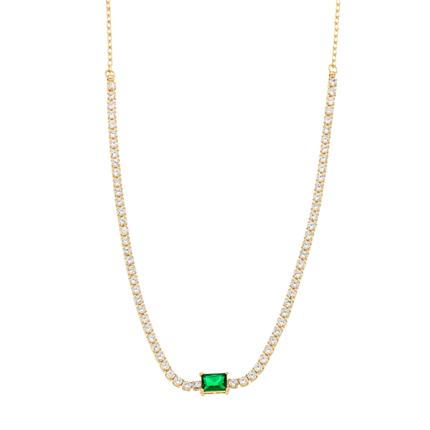 Choker riviera com pedra banhada a ouro 18k