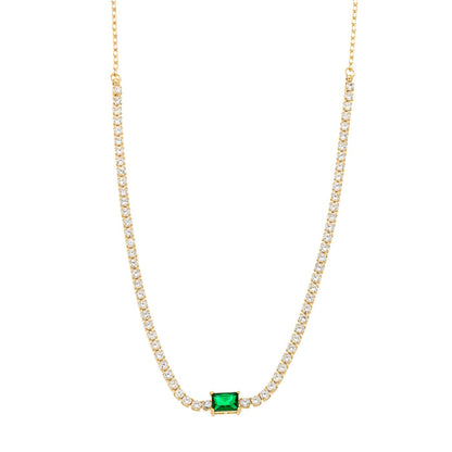 Choker riviera com pedra banhada a ouro 18k