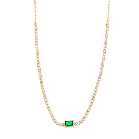 Choker riviera com pedra banhada a ouro 18k