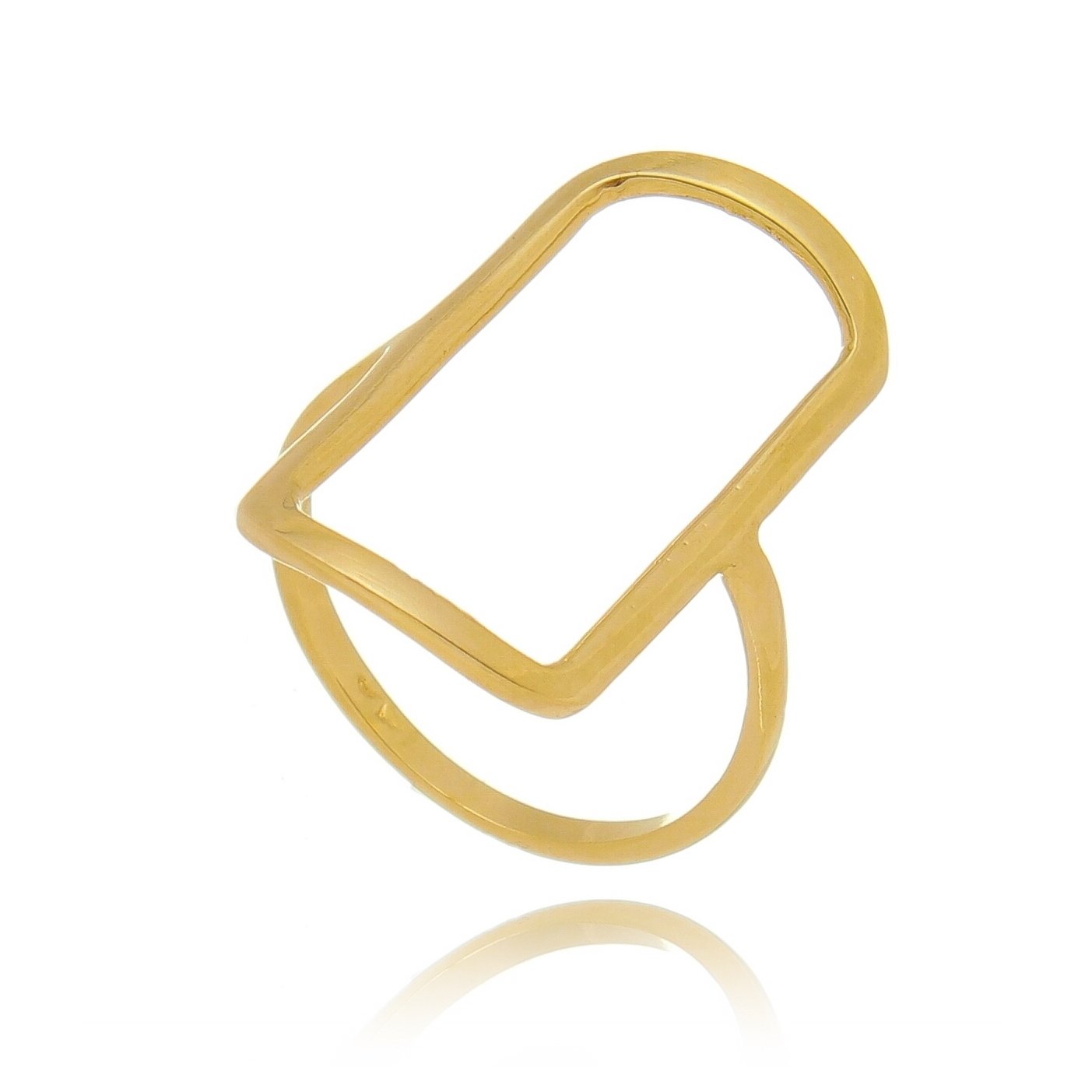 Anel liso retangular banhado a ouro 18k - Biju & Cia.