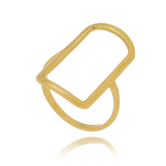 Anel liso retangular banhado a ouro 18k - Biju & Cia.