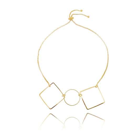 Pulseira com círculo e quadrado banhada a ouro 18k