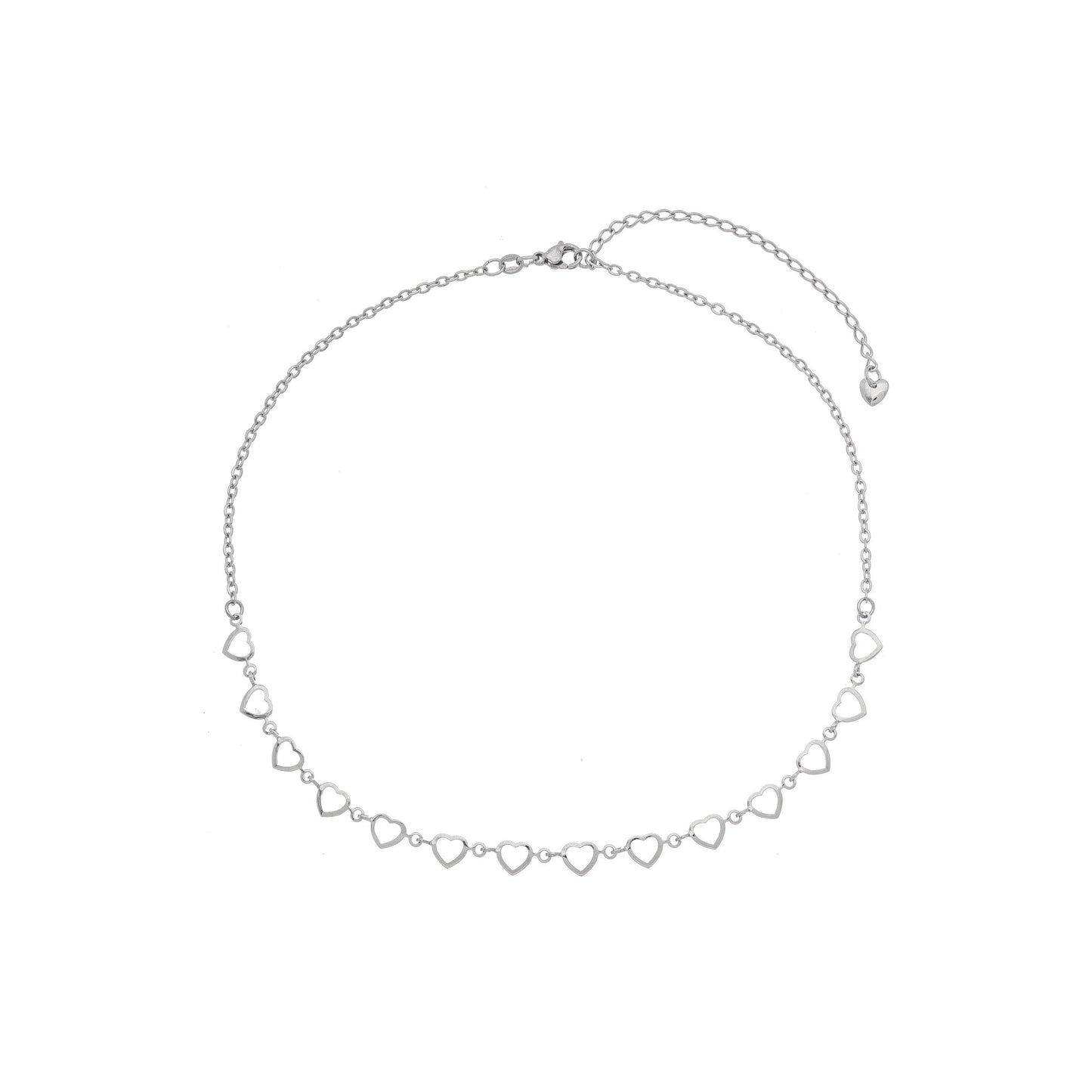 Gargantilha choker de corações em aço inox - Biju & Cia.