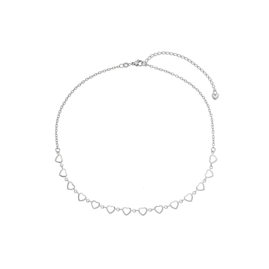 Gargantilha choker de corações em aço inox - Biju & Cia.
