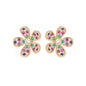 Brinco flor com zircônia coloridas banhado a ouro 18k - Biju & Cia.