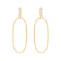 Brinco oval com zircônias banhado a ouro 18k - Biju & Cia.
