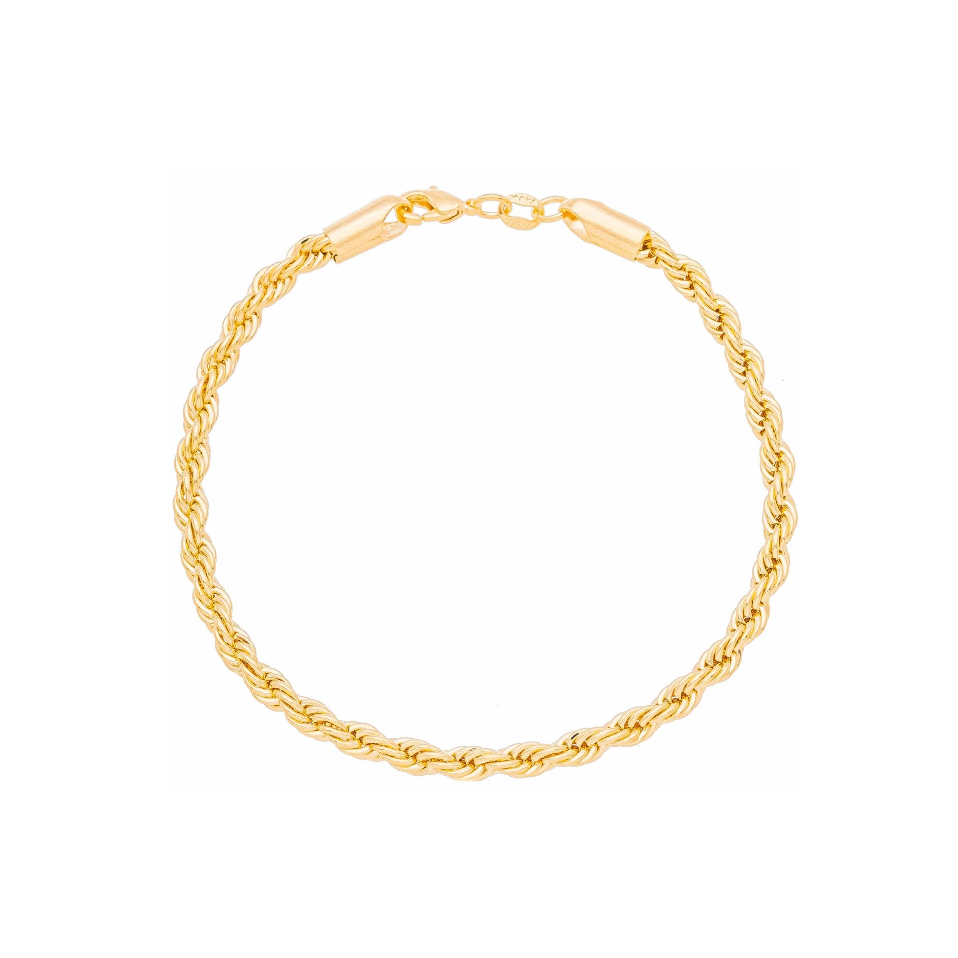 Pulseira de cordão baiano de 3,5mm banhada a ouro 18k - Biju & Cia.