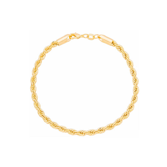 Pulseira de cordão baiano de 3,5mm banhada a ouro 18k - Biju & Cia.