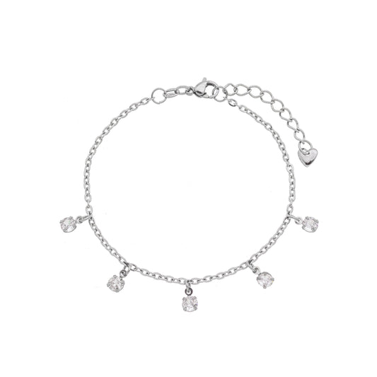 Pulseira com zircônias em aço inox - Biju & Cia.