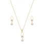 Conjunto com pérola e zircônia banhado a ouro 18k - Biju & Cia.