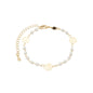 Pulseira flores e pérolas banhada a ouro 18k - Biju & Cia.