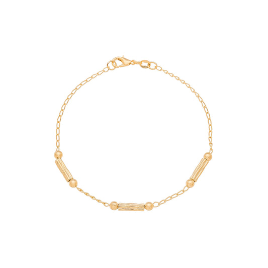 Pulseira tubos e bolinhas banhada a ouro 18k