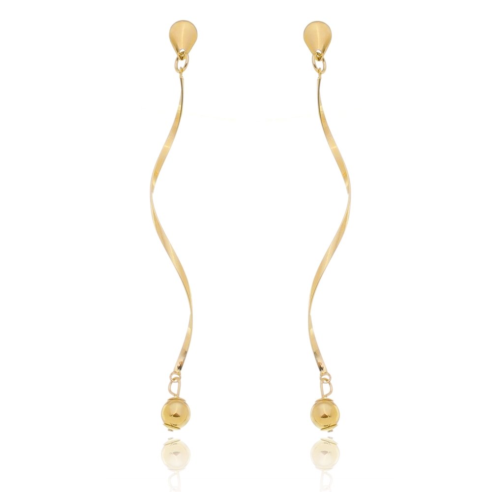 Brinco de fio torcido com bola banhado a ouro 18k - Biju & Cia.