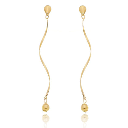 Brinco de fio torcido com bola banhado a ouro 18k - Biju & Cia.