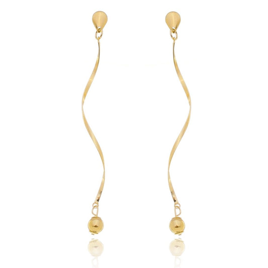 Brinco de fio torcido com bola banhado a ouro 18k - Biju & Cia.